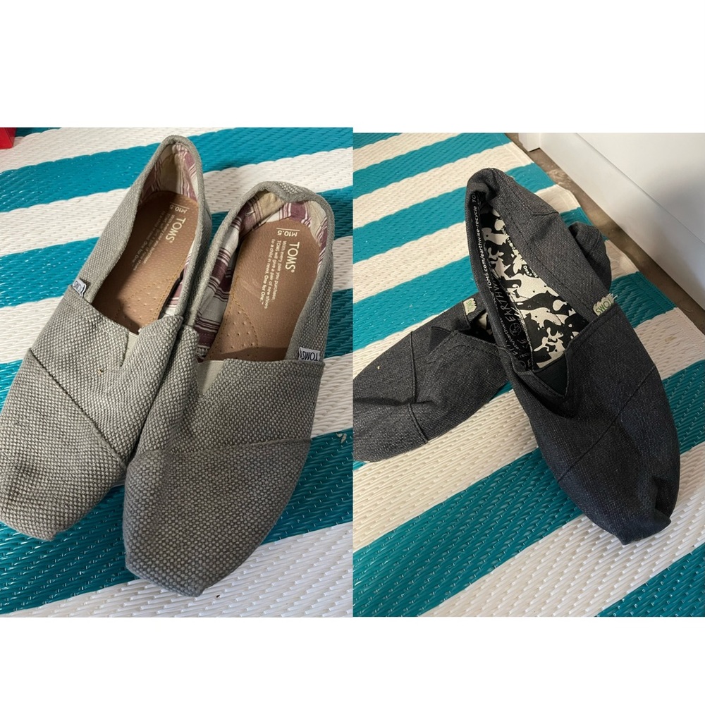 Two pairs of men Tom’s size 10.5